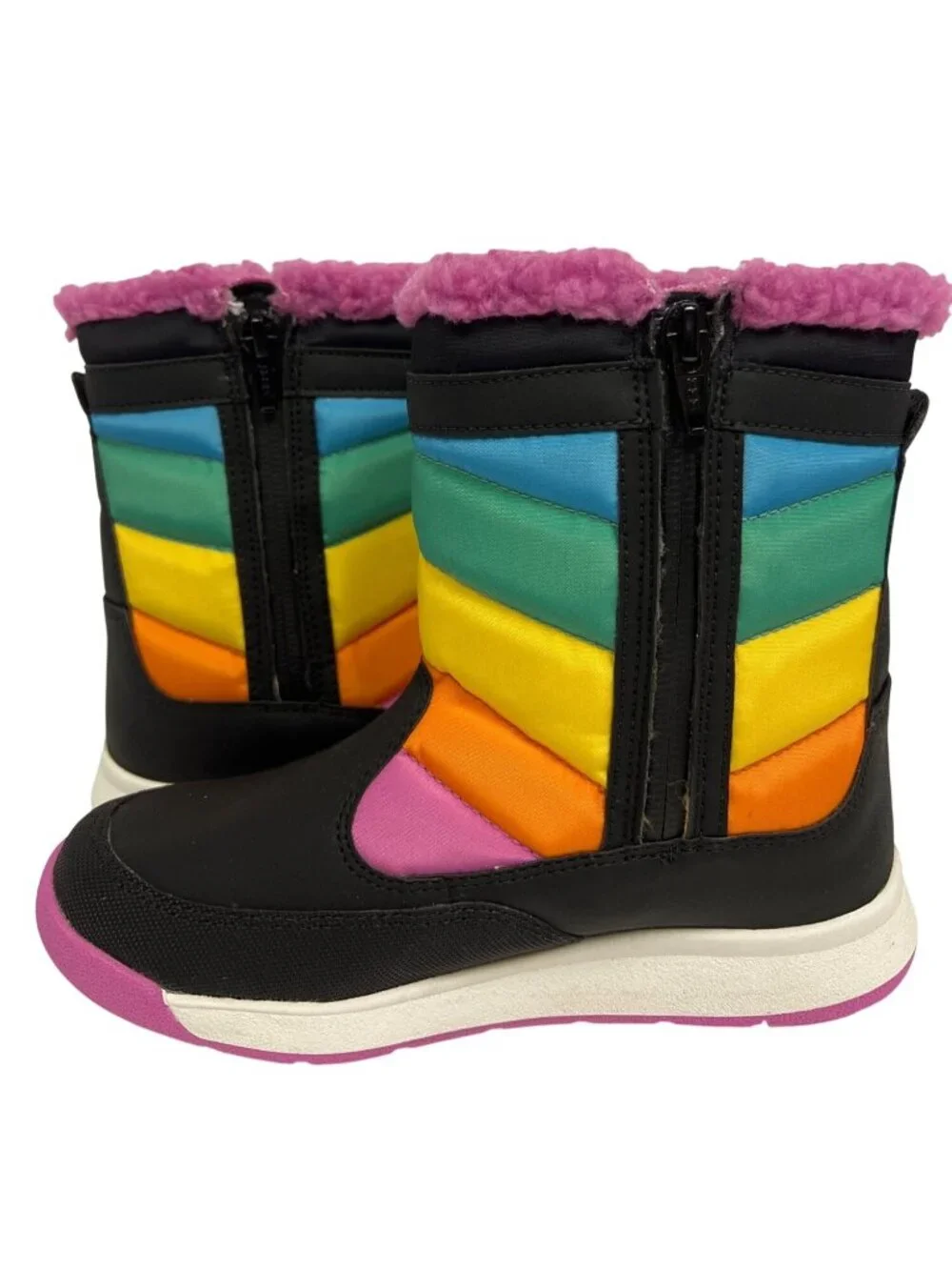 Merrell Alpine Puffer Waterproof Boots Kids Black Rainbow Zip Close Size 1 1M